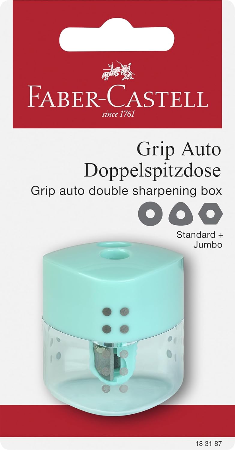 Чинка подвійна з контейнером Grip Auto Pastel, колір пастельний зелений, 183187 Faber-Castell 1