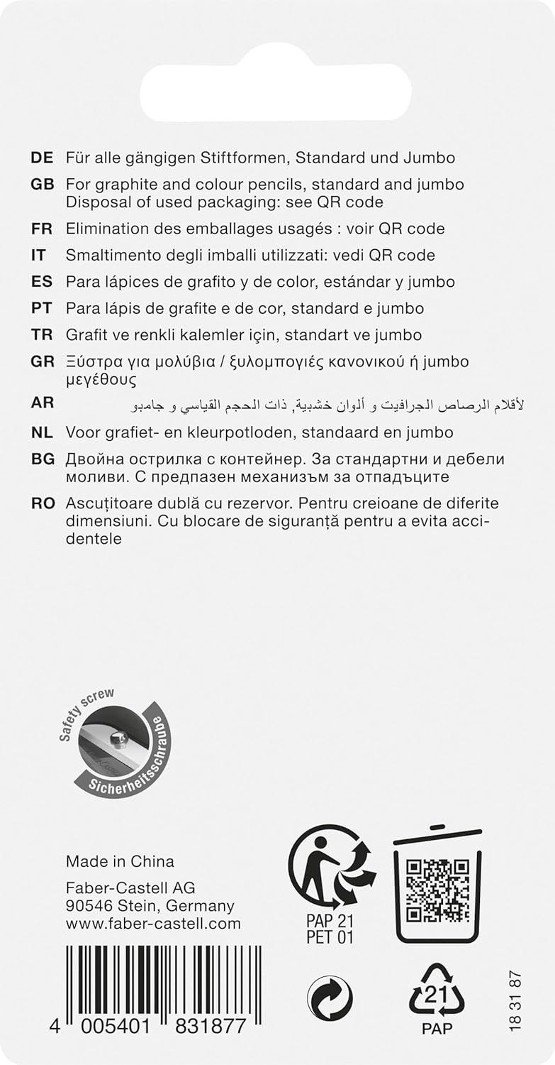 Чинка подвійна з контейнером Grip Auto Pastel, колір пастельний зелений, 183187 Faber-Castell 2