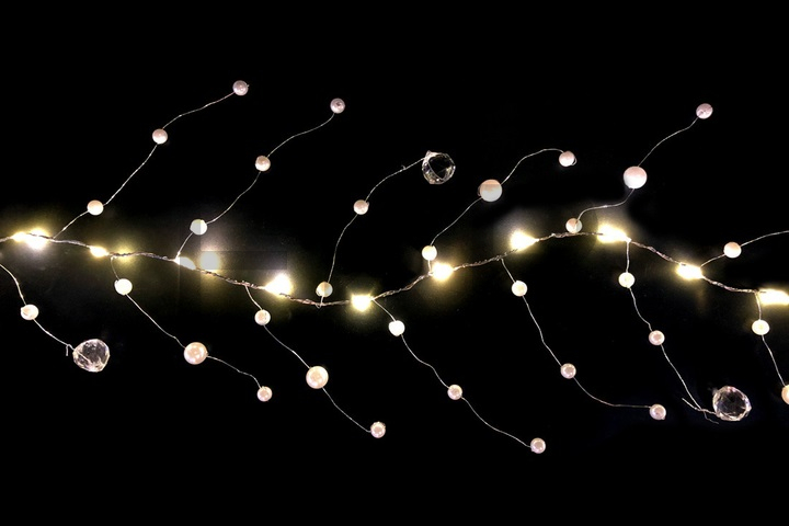 Гірлянда 120 міні-LED з декором з перламутрових намистин, 1 лінія*6 м, теплий, 830-338 2