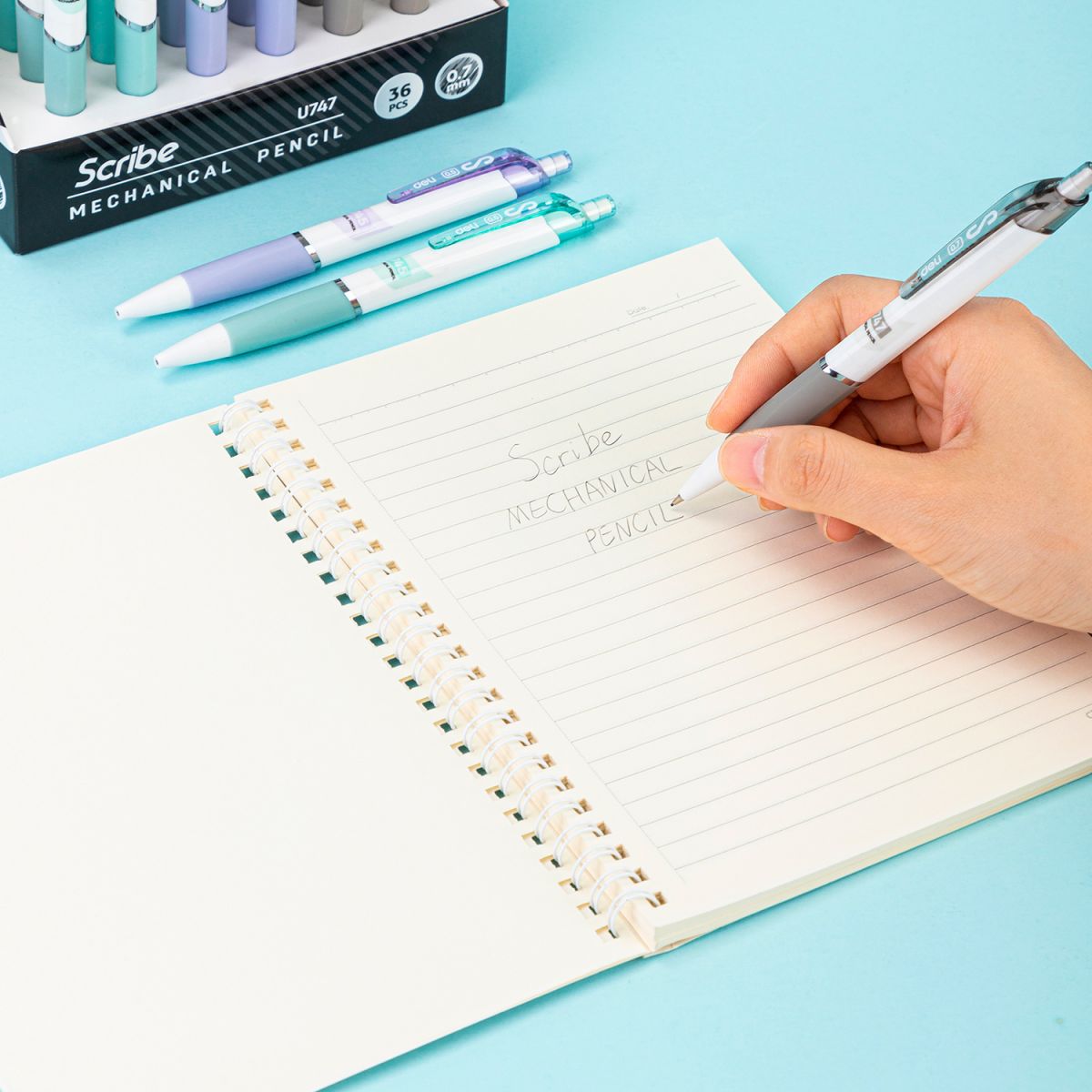 Олiвець механічний 0,7 мм, мiкс, Linfini резиновий грип з ласт. Deli EU747, 84273 7