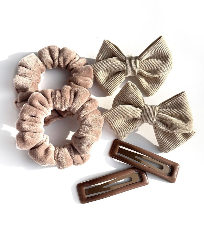 Набір заколок глянцеві прямокутники рожевий/коричневий із 4 шт, KL37 2