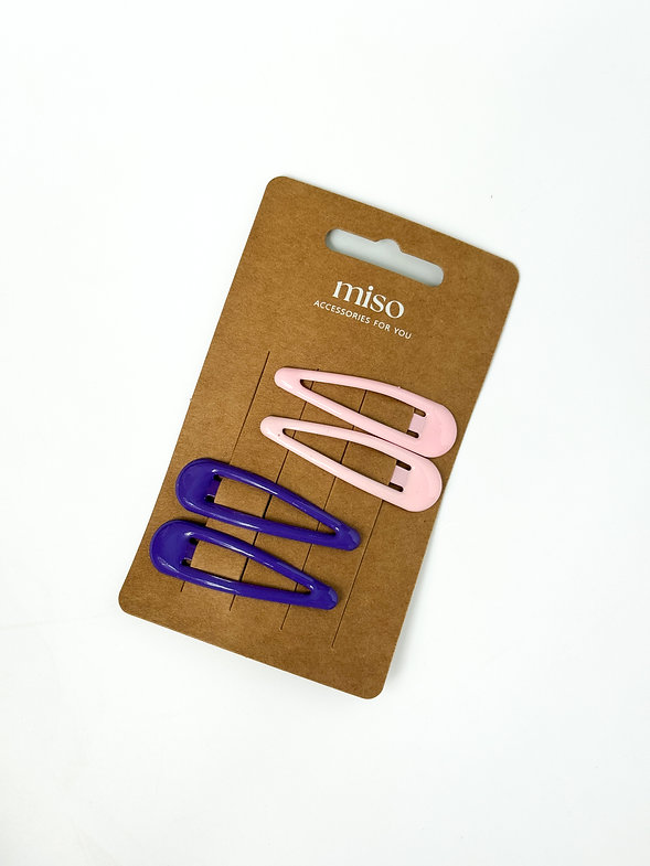 Набір заколок глянцеві трикутники фіолет/рожеві із 4 шт, KL40