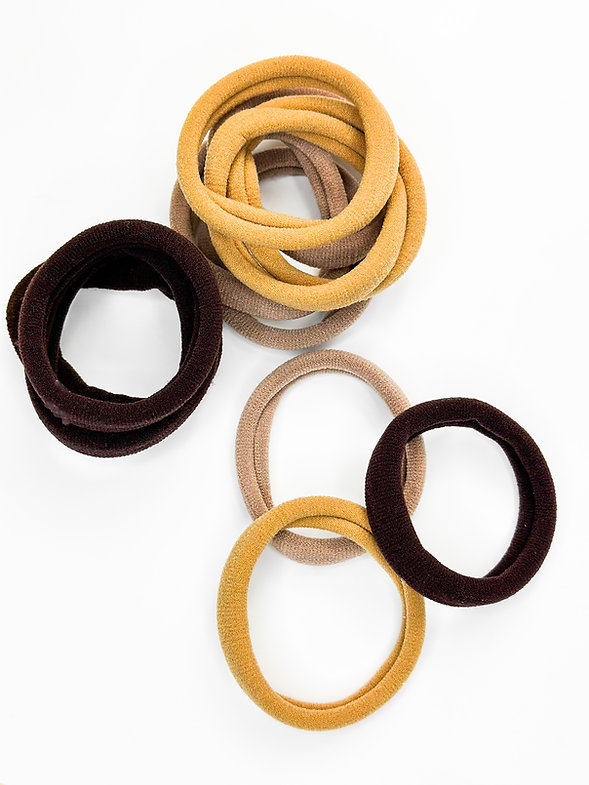 Набір резинок для волосся безшовні коричневий/бежевий/гірчиця із 12 шт, N010