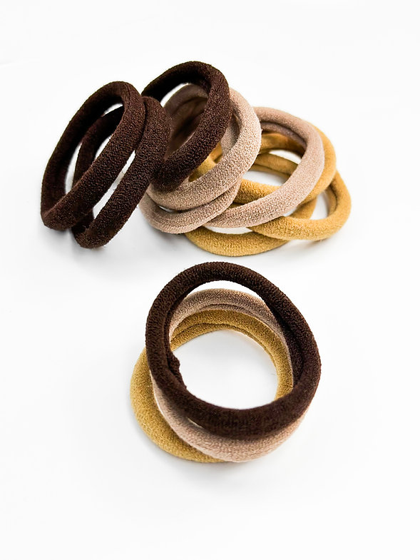 Набір резинок для волосся безшовні коричневий/бежевий/гірчиця із 12 шт, N010 1