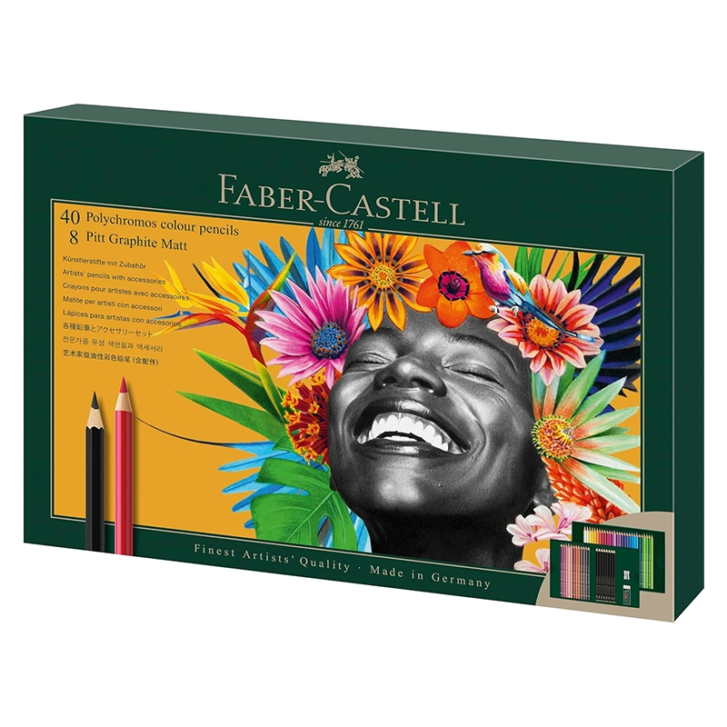 Набор карандашей 40 цв., Polychromos + 8 чернографитных карандаша + 1 чинка + 1 резинка в картон. коробке, 210054 Faber-Castell