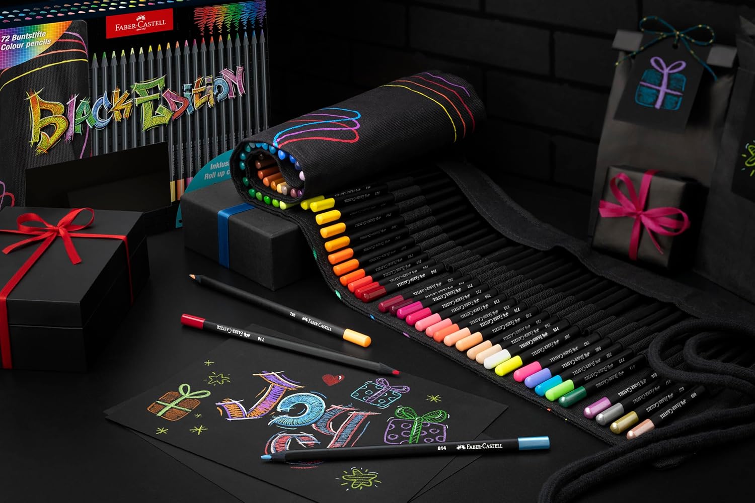 Карандаши 72 цв. трехгранные Roll, черное дерево в тканевом пенале 116418, Faber-Castell 5
