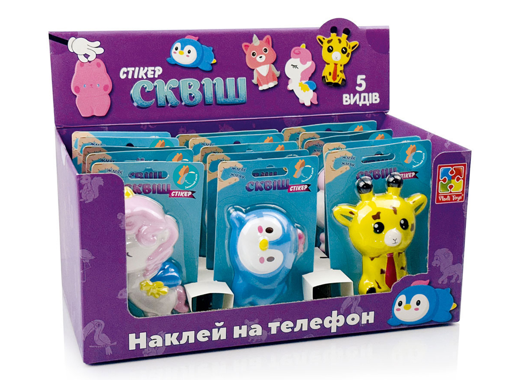Игрушка СКВИШ-наклейка "Зверюшки" Vladi Toys, VT 9001-01 4