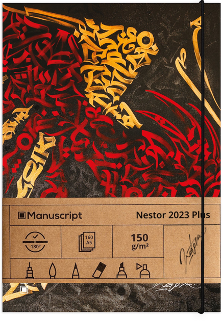 Скетчбук А5 Nestor 2023 Plus, 150 г/м², 160 арк, кремовий, Manuscript