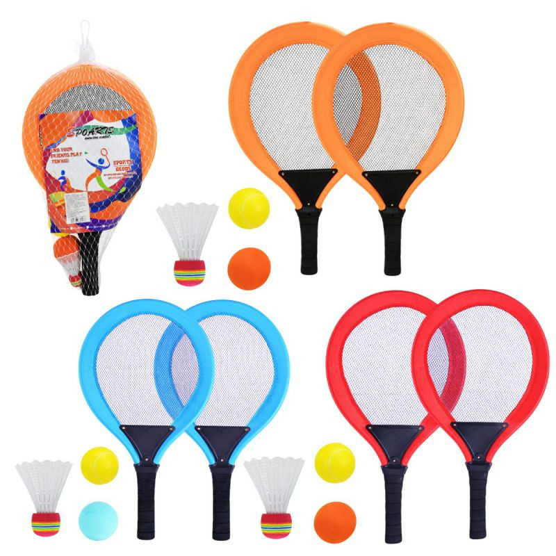 Бадминтон: 2 ракетки, волан, мячик, в сетке, HB966