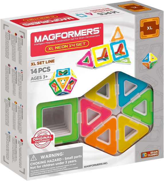 Конструктор магнитный Magformers "XL Неон", 14 эл., 706005