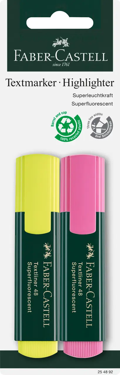 Набор маркеров Textliner желтый+розовый, в блистере, 254892 Faber-Castell