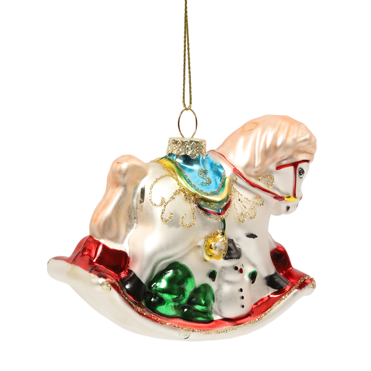 Ялинкова прикраса "Кінь-гойдалка з іграшками" 8,7*4,5*7,1 см, YQ1406874 1