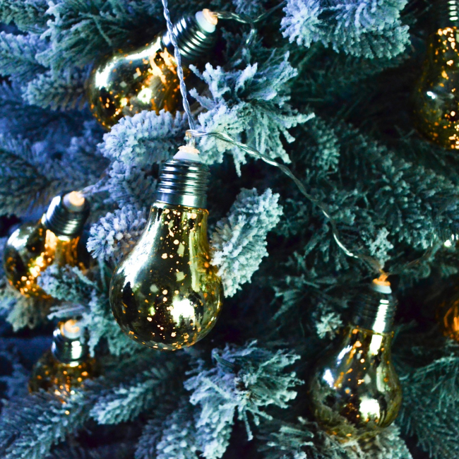 Электрогирлянда "Лампочки", золотая, свет: молочно-белый, 10 шт., 200 см, 801147 1