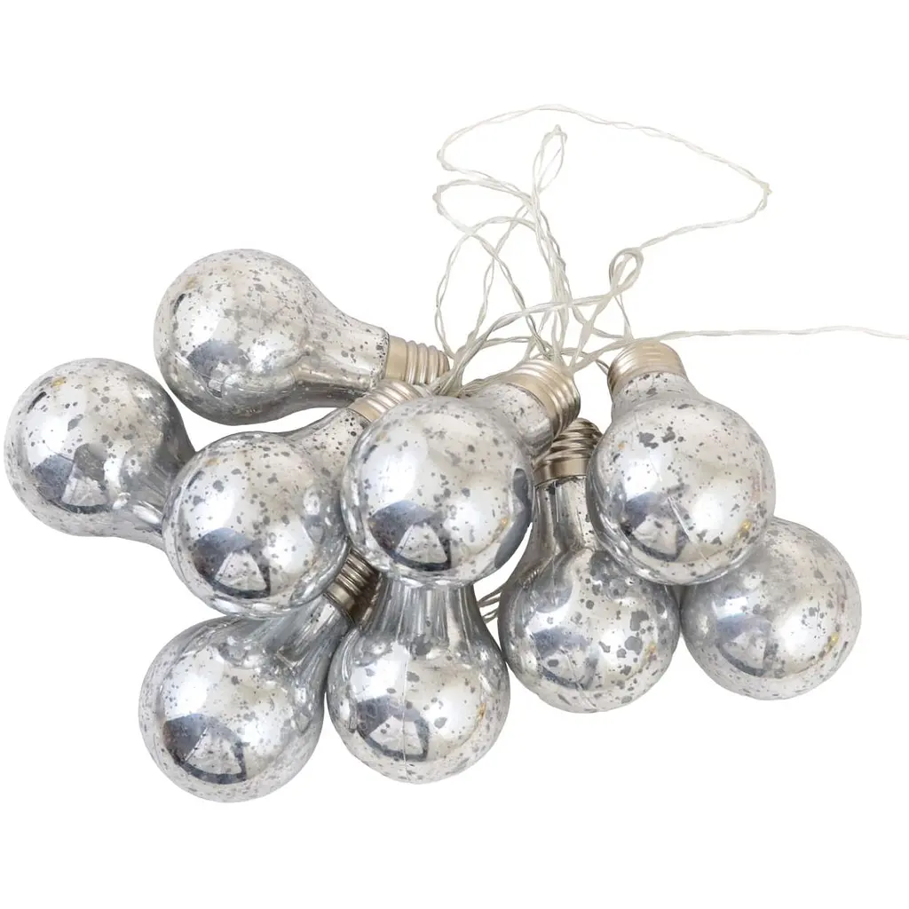 Електрогірлянда "Лампочки", срібна, світло: сніжно-біле, 10 шт., 200 см, 801148