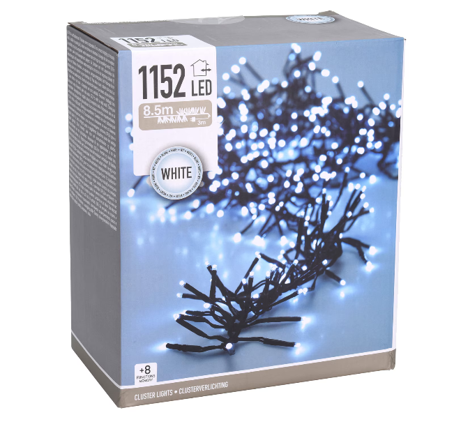 Гирлянда пучковая с LED-ламп, 1152 шт., белый свет, черная проволока (от сети), AX8502040