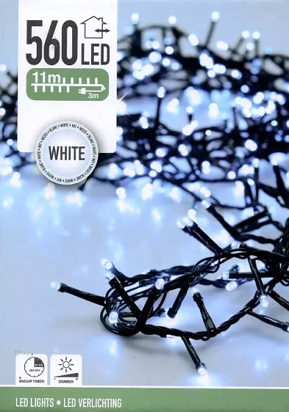 Гирлянда пучковая витая из LED-ламп, 560 шт., белый свет, зеленый провод 11 м, AX8511610