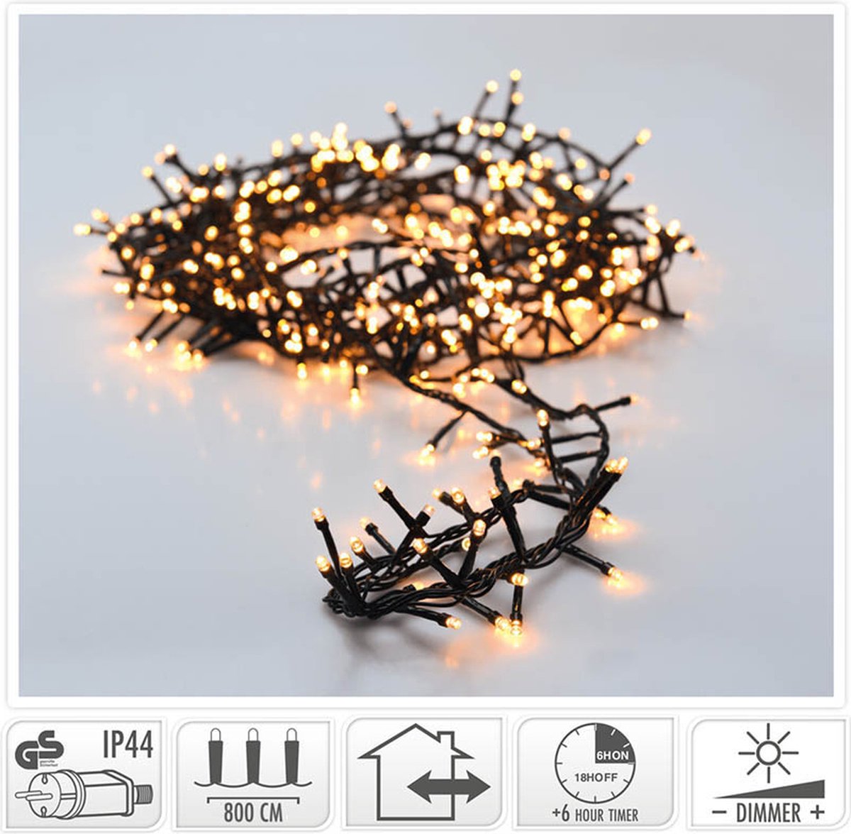 Гирлянда пучковая витая из LED-ламп, 400 шт., экстра тепло-белый свет, зел. проволока 8 м, AX8512050 1