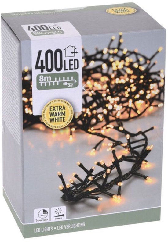 Гирлянда пучковая витая из LED-ламп, 400 шт., экстра тепло-белый свет, зел. проволока 8 м, AX8512050