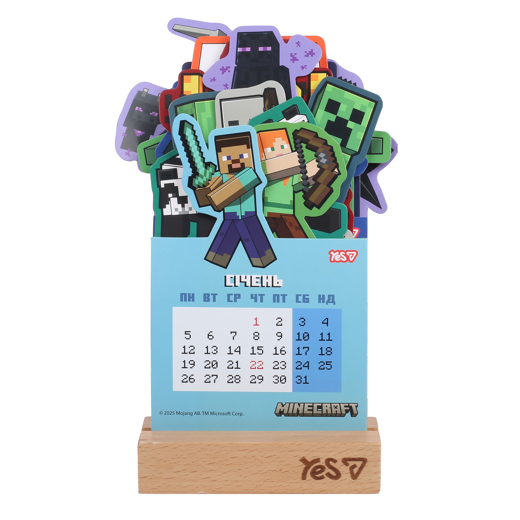 Календар Yes "Minecraft" настільний, формовий на підставці на 2026 р., 13,5*22,3 см, 270266