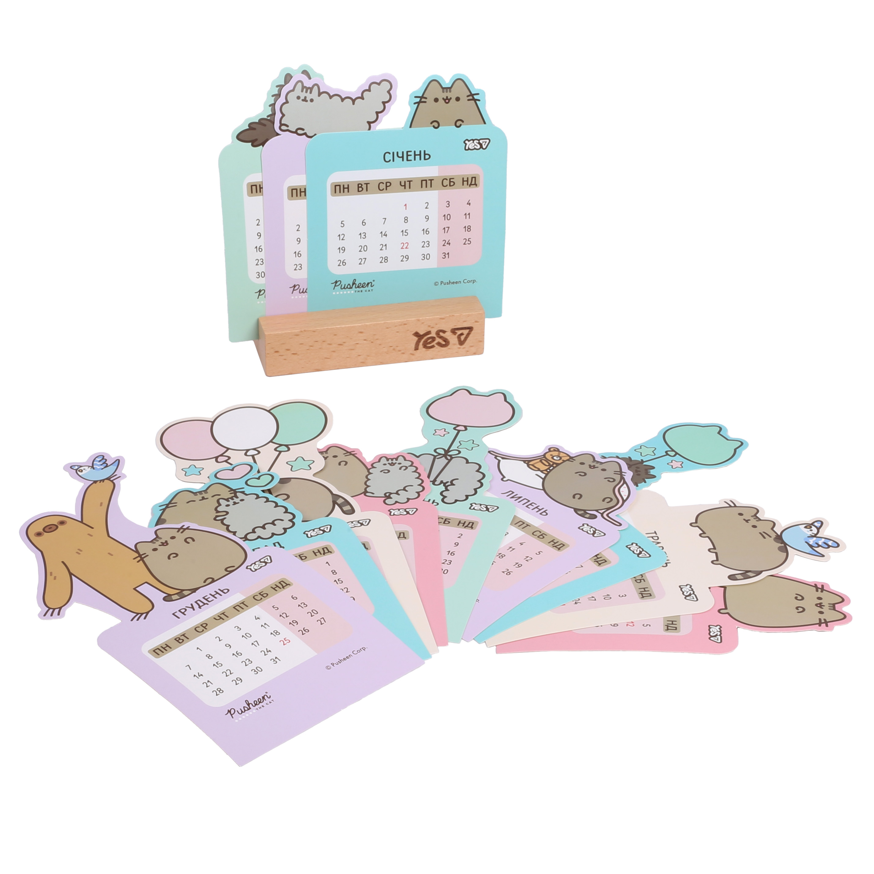 Календар Yes "Pusheen" настільний, формовий на підставці на 2026 р., 10,6*23,5 см, 270265 1