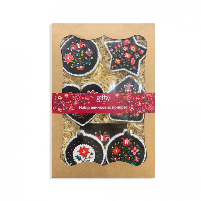 Набор из 6-ти елочных украшений "Неофолк", AA-0121076