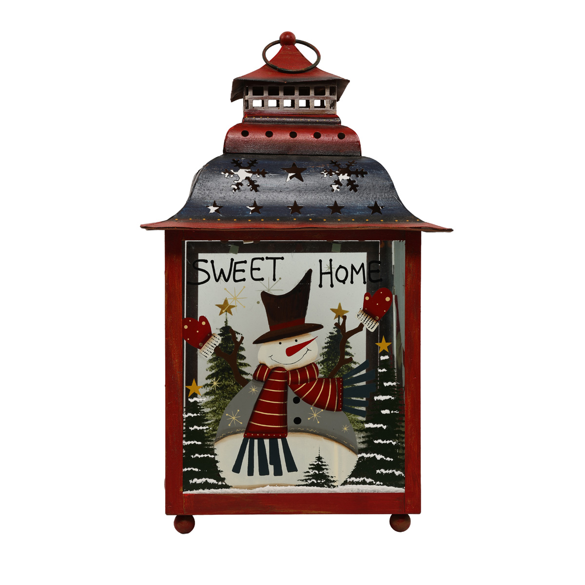 Декоративный Фонарь подсвечник 39 см, красный с синим, 808-019 1