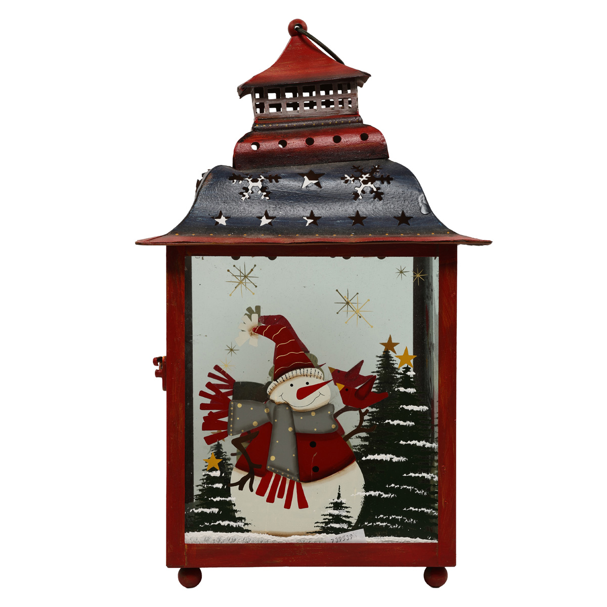 Декоративный Фонарь подсвечник 39 см, красный с синим, 808-019 3