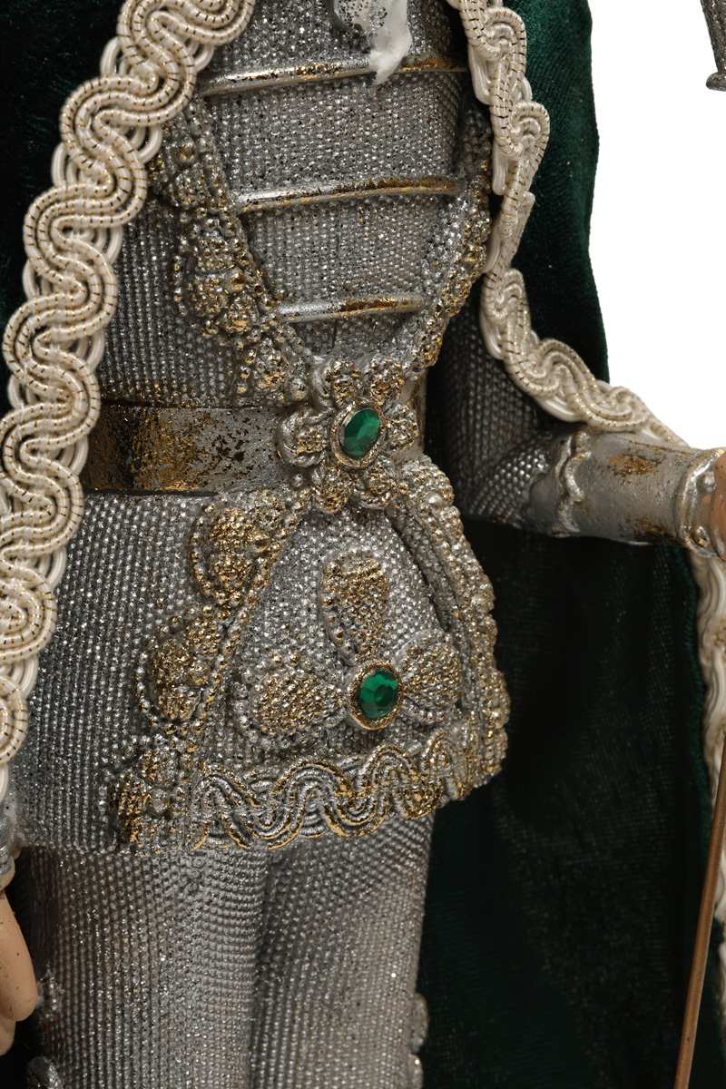 Фигурка декоративная "Щелкунчик" 39 см, серебро с зеленым, 837-120 5