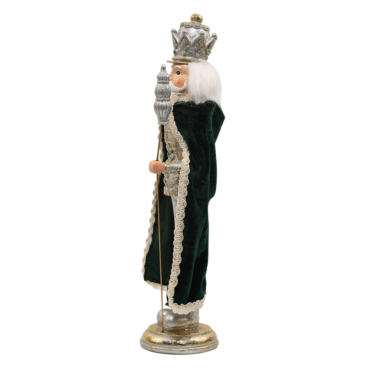 Фигурка декоративная "Щелкунчик" 39 см, серебро с зеленым, 837-120 1