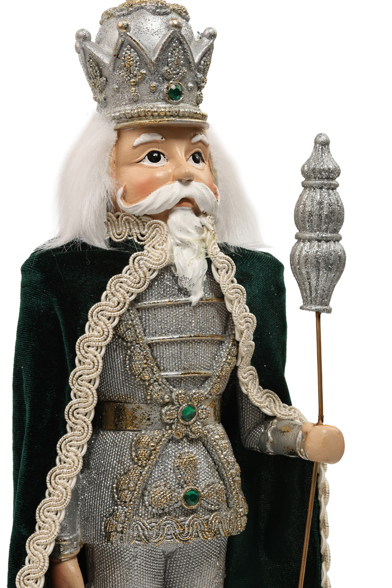 Фигурка декоративная "Щелкунчик" 39 см, серебро с зеленым, 837-120 4