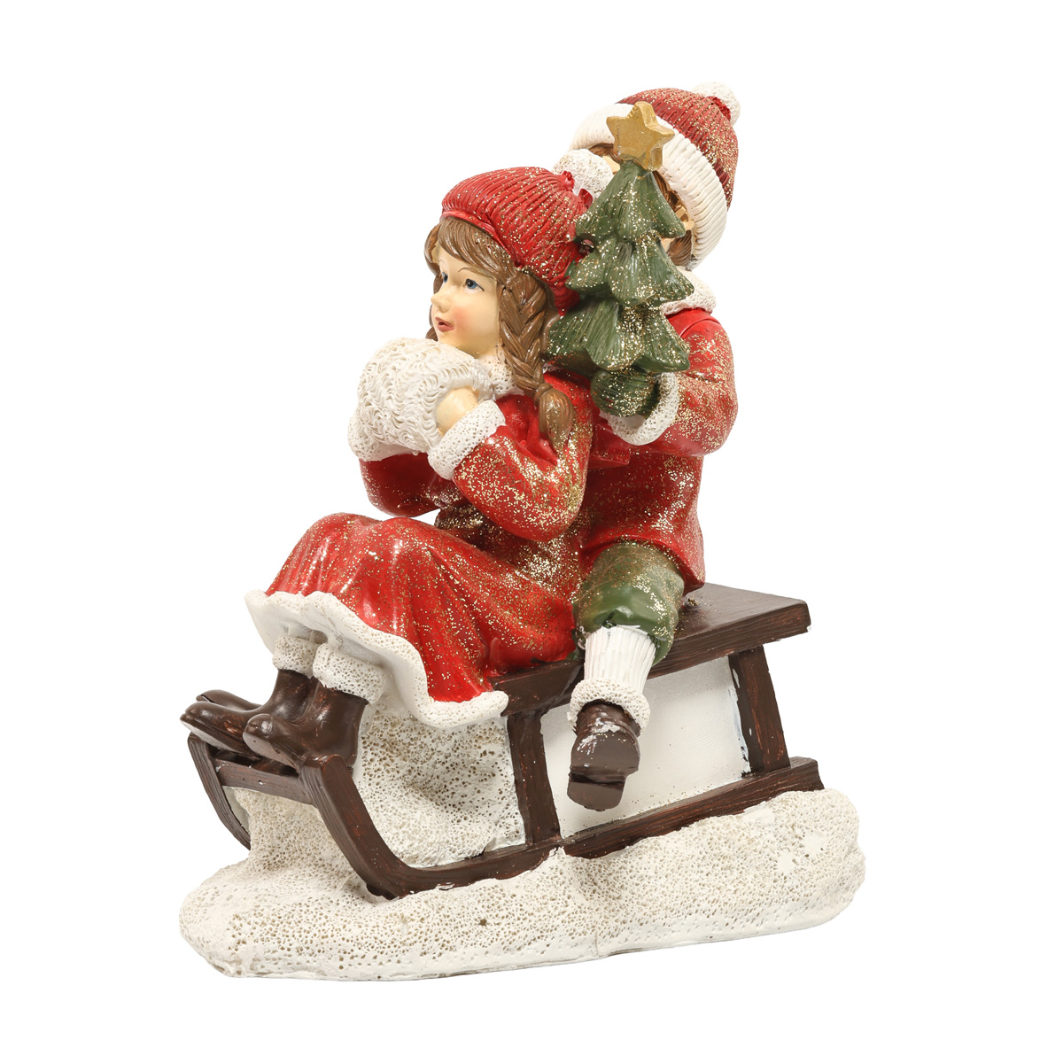 Статуэтка декоративная "Катание на санках" 17 см, красный, 707-923 1