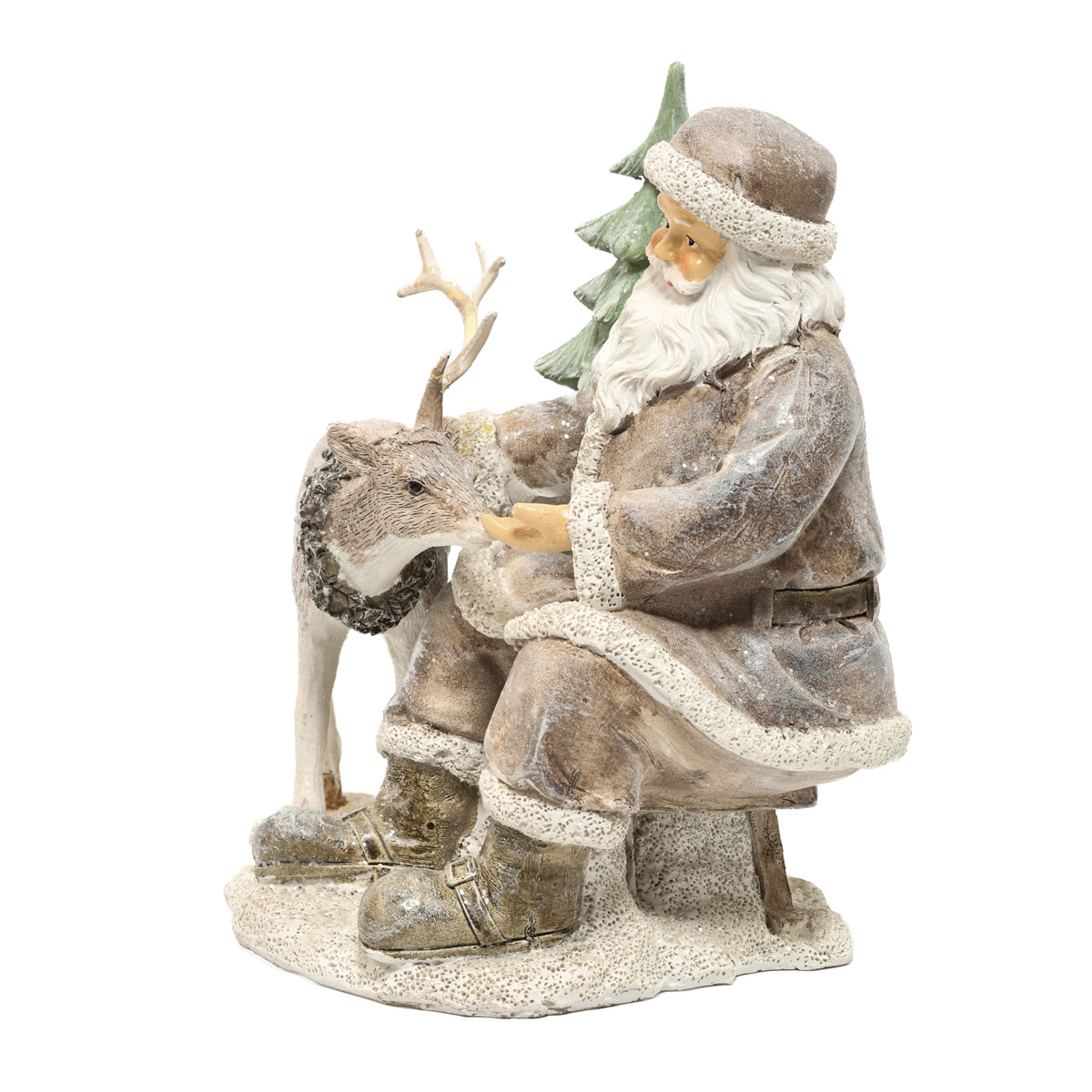 Статуэтка декоративная "Санта с  оленем" 24 см, светло-серый с глиттером, 707-221 2