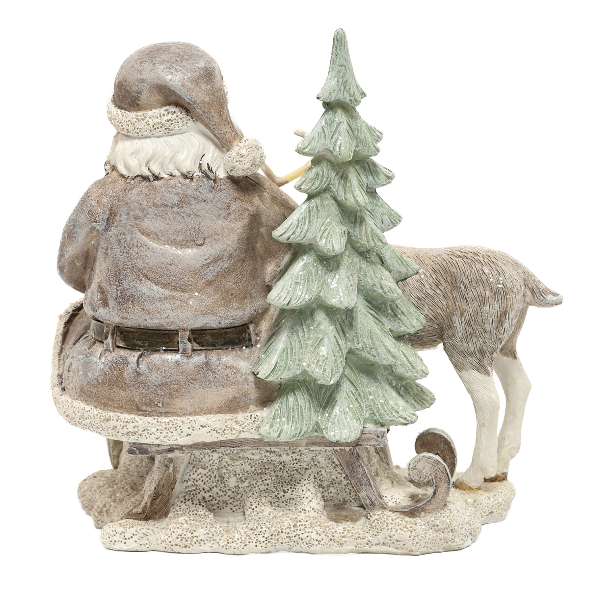 Статуэтка декоративная "Санта с  оленем" 24 см, светло-серый с глиттером, 707-221 3