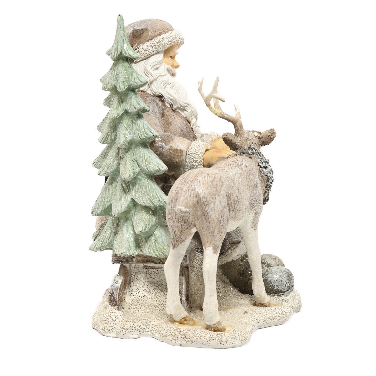 Статуэтка декоративная "Санта с  оленем" 24 см, светло-серый с глиттером, 707-221 4