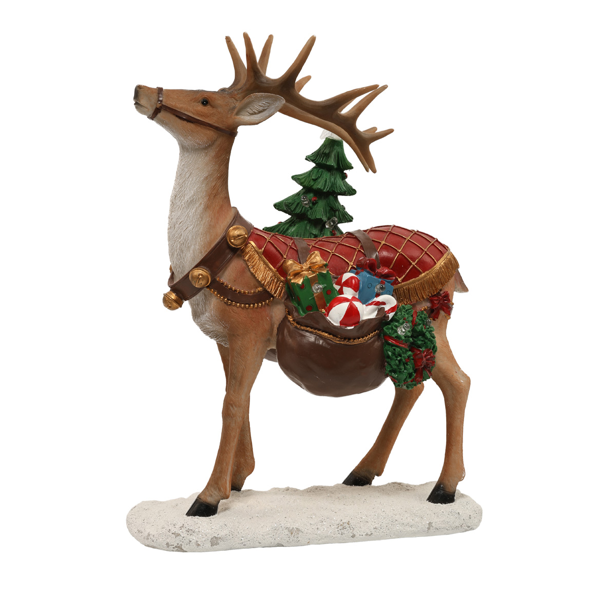 Статуэтка новогодняя "Олень с елкой" 33 см, с LED подсветкой, 837-211