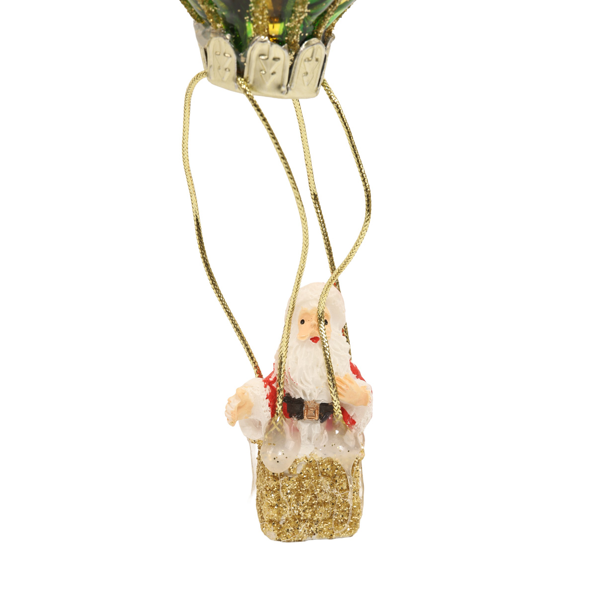 Ялинкова прикраса "Повітряна куля з Сантою" зелено-жовта, 7,5*9 см, YQ1408145 1