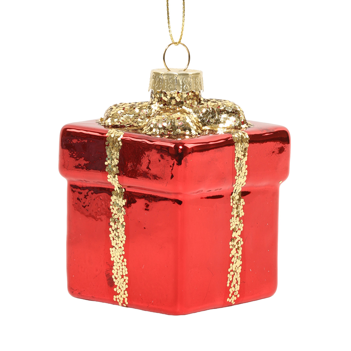 Ялинкова прикраса "Подарунок червоний із золотою стрічкою" 6*6*7,3 см, YQ1409254