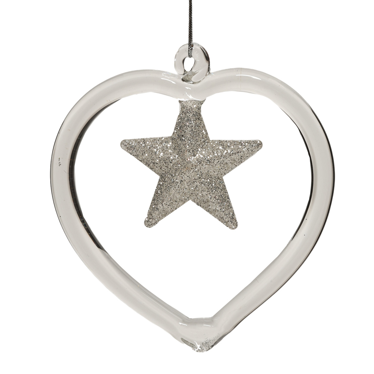 Ялинкова прикраса "Скляне серце із зіркою" Ø8,5*9 см, YQ1461643