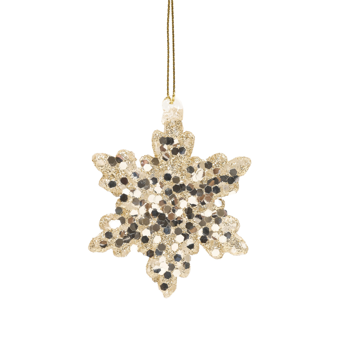 Ялинкова прикраса "Сніжинка з блискітками" 6,5 см, YQ1463766 1