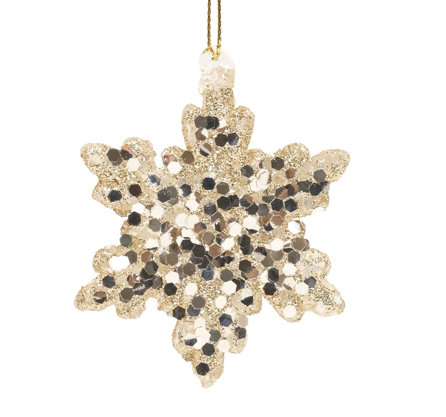 Ялинкова прикраса "Сніжинка з блискітками" 6,5 см, YQ1463766