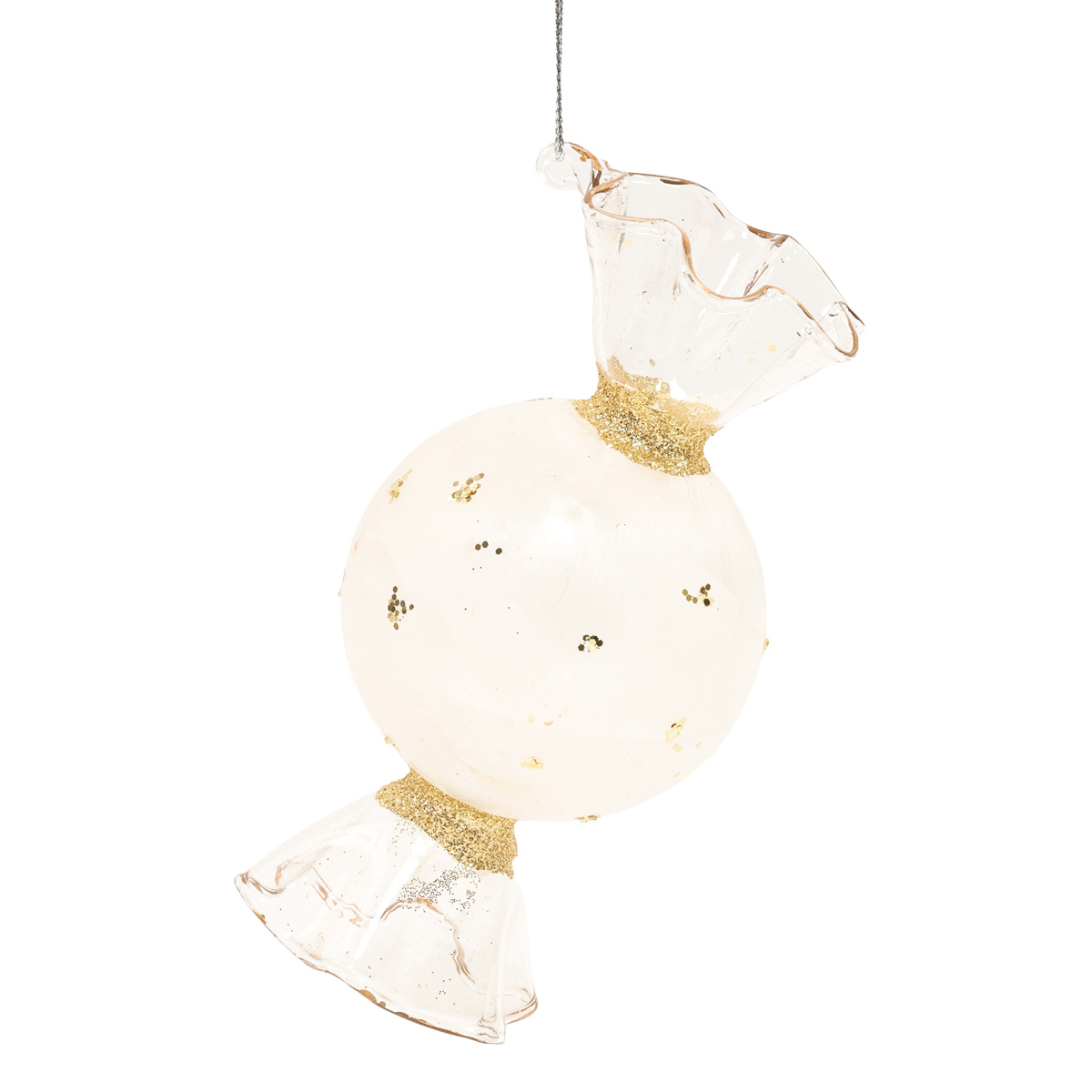 Ялинкова прикраса "Цукерка біла з золотом" 6,7*14 см, YQ1408804