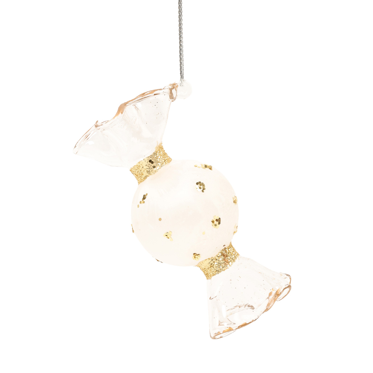 Ялинкова прикраса "Цукерка біла з золотом" 6,7*14 см, YQ1408804 1