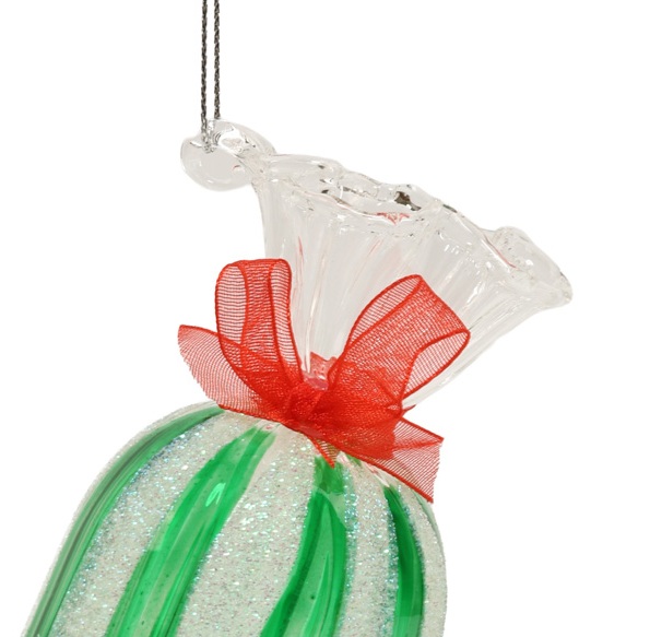 Ялинкова прикраса "Цукерка з червоними стрічками" 4,7*4,7*13 см, YQ1409925 1