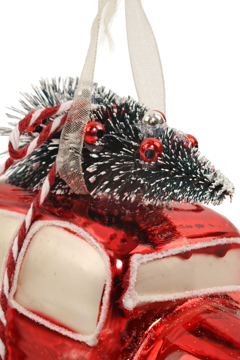 Ялинкова прикраса "Червона машинка з ялинкою" 7,3*12,1*9,8 см, YQ1405204 2