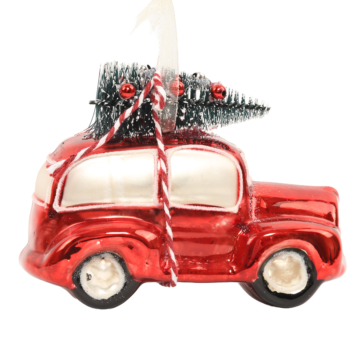Ялинкова прикраса "Червона машинка з ялинкою" 7,3*12,1*9,8 см, YQ1405204 1