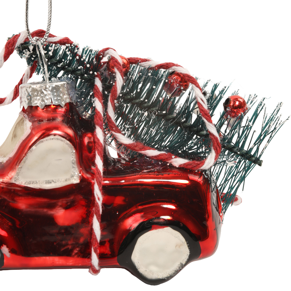 Ялинкова прикраса "Червона машинка з ялинкою" 8,2*3,7*7 см, YQ1405217 2