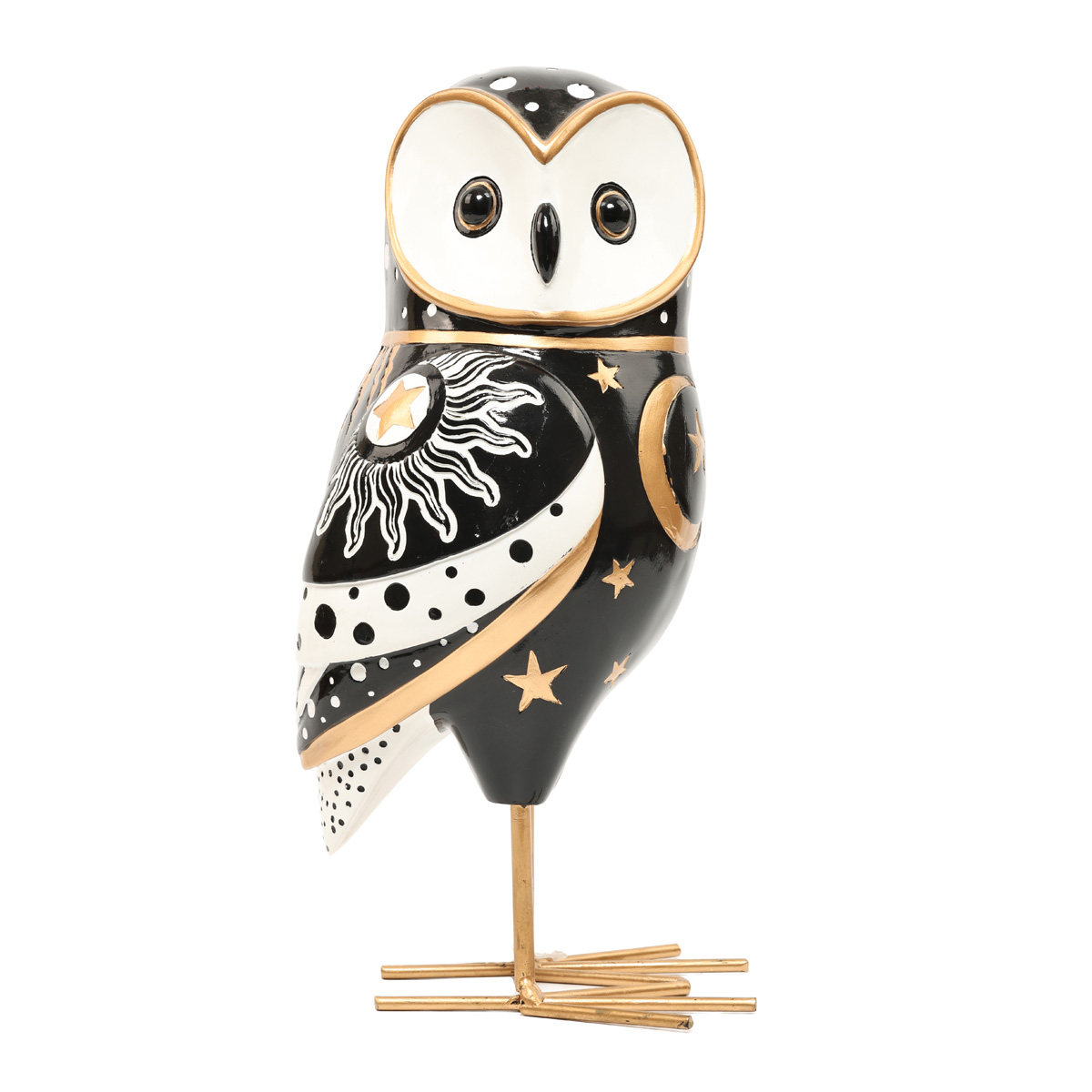 Статуэтка декоративная "Сова" 35,2 см, черный с белым и золотом, 838-310