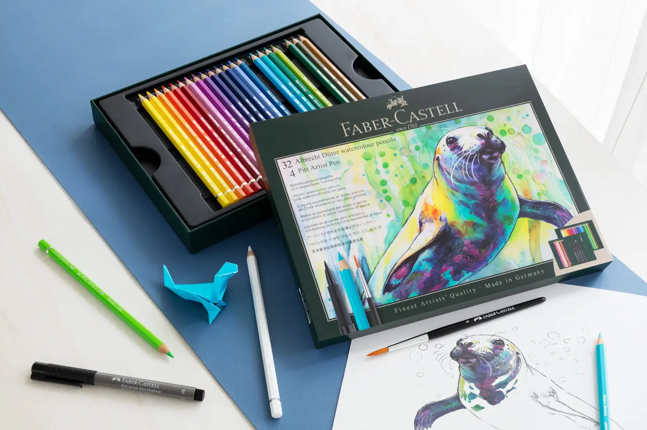 Набір акварельних олівців 32 кол. Albrecht Durer + 4 ручки + 1 пензлик у картон. коробці, 217553 Faber-Castell 2