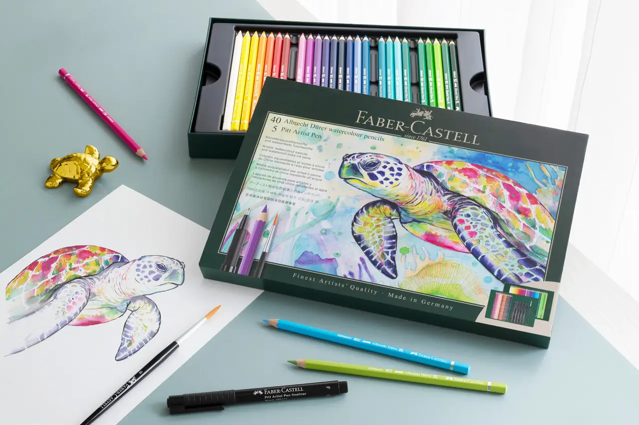 Набір акварельних олівців 40 кол. Albrecht Durer + 5 ручки + 1 пензлик у картон. коробці, 217554 Faber-Castell 2