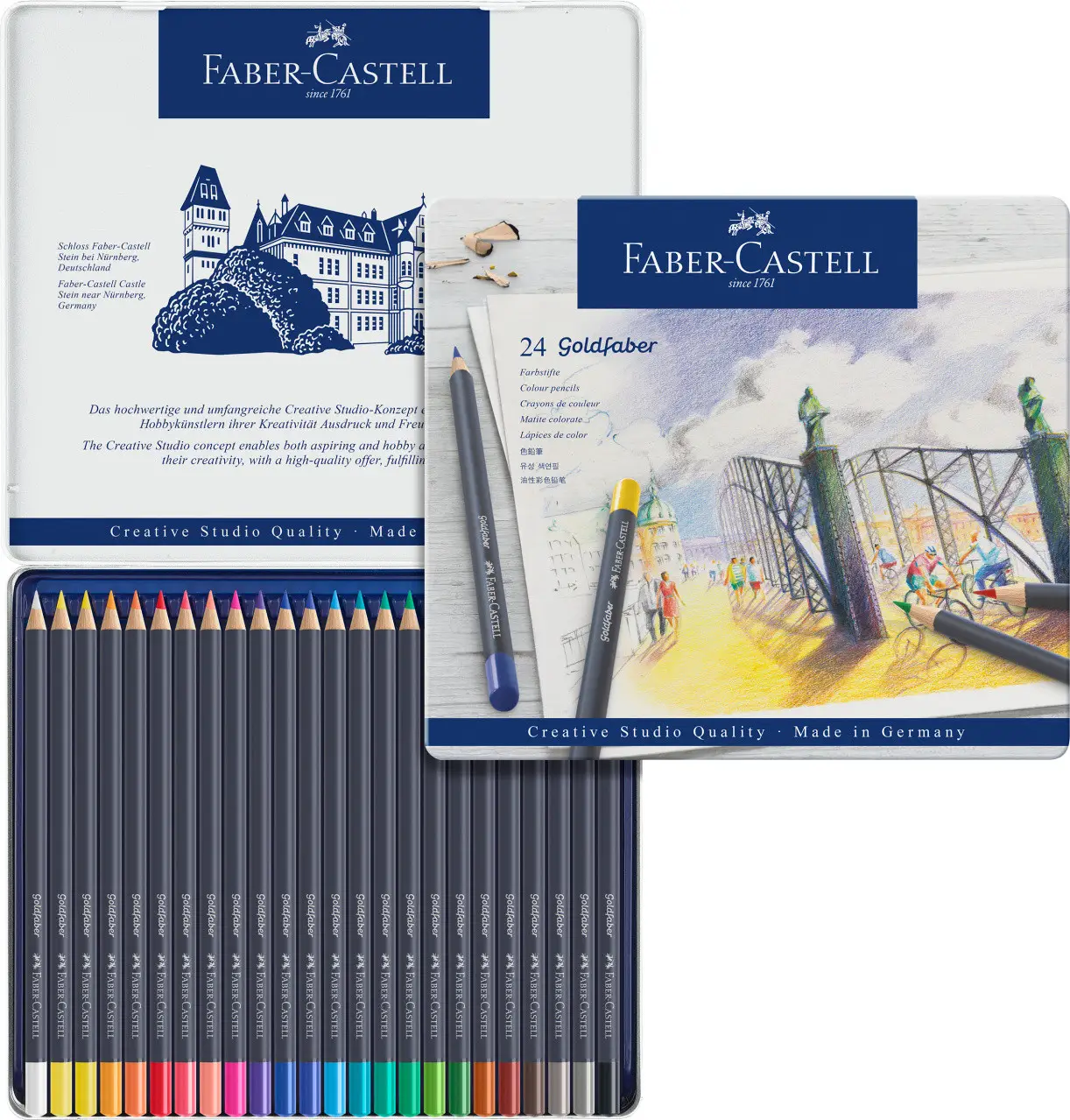 Карандаши 24 цв. Goldfaber Colour pencil в металлической коробке, 114724 Faber-Castell 1